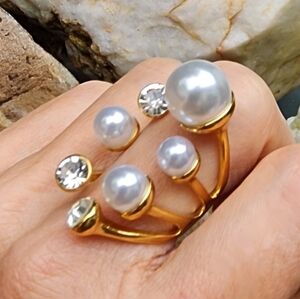 Chunky Large Ring cult gaia 18K Gold Plated Hypoallergenic Faux Pearl